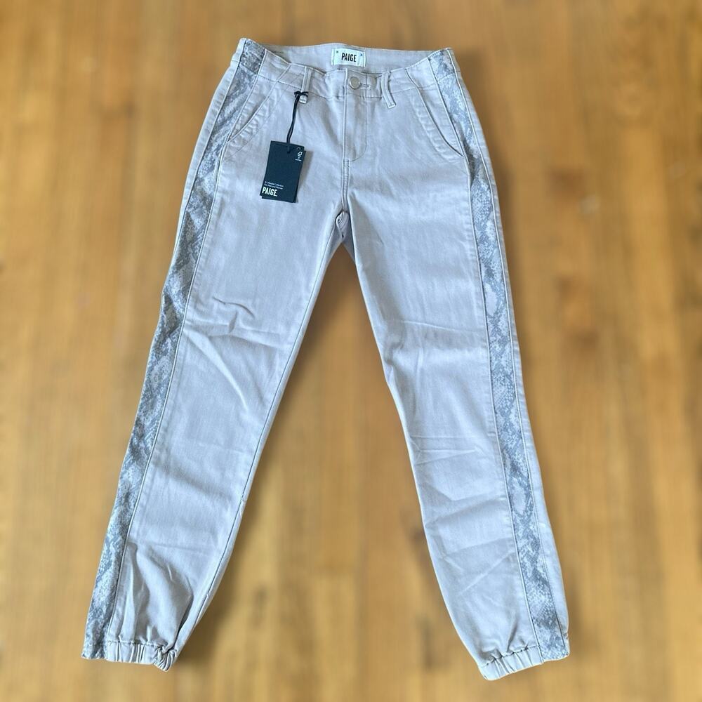Paige Women Mayslie Jogger Slithering Grey Zip Hem Stretch Pants Python Size 26